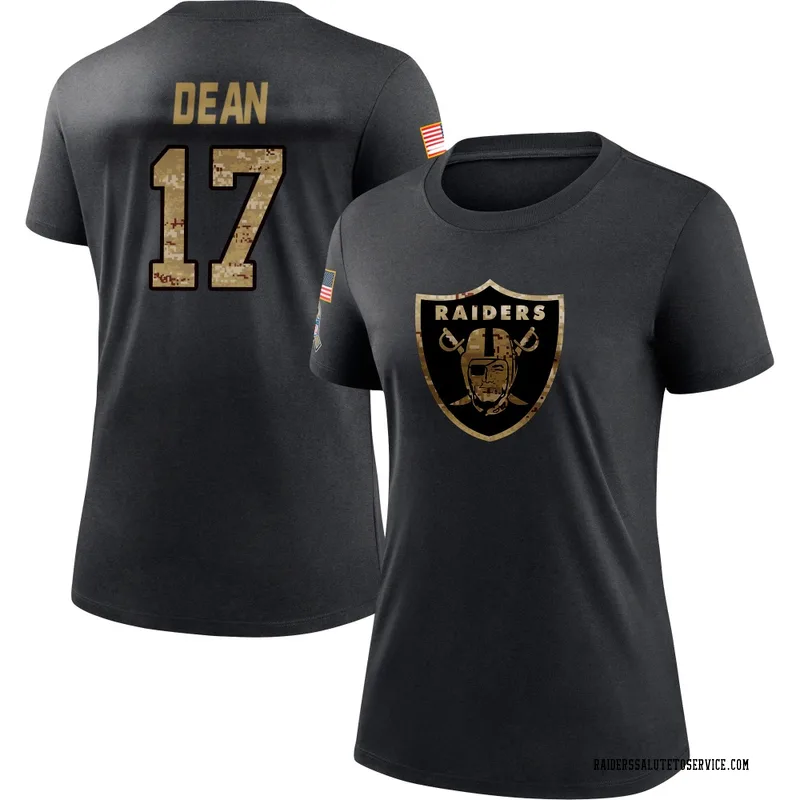 Women's Nakobe Dean Las Vegas Raiders Black 2020 Salute To Service Performance T-Shirt
