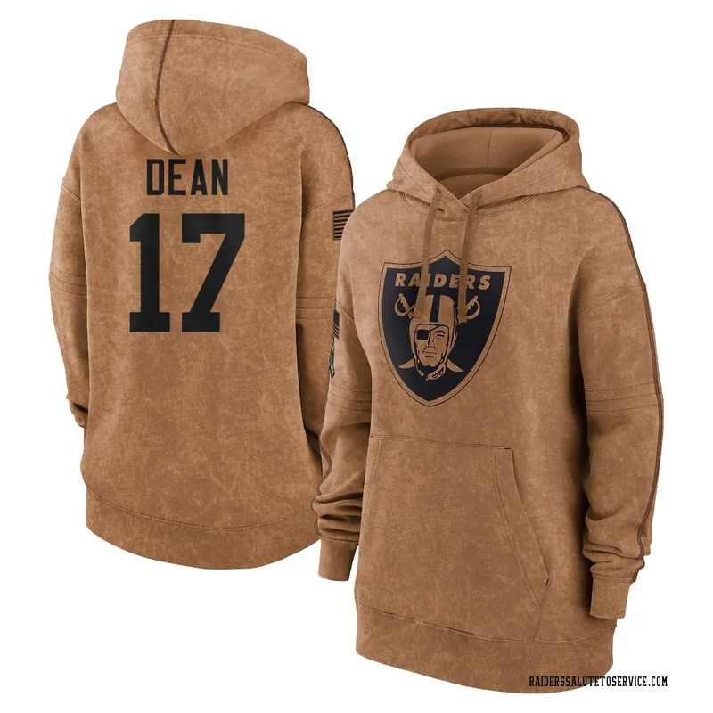 Women's Nakobe Dean Las Vegas Raiders Brown 2023 Salute To Service Pullover Hoodie
