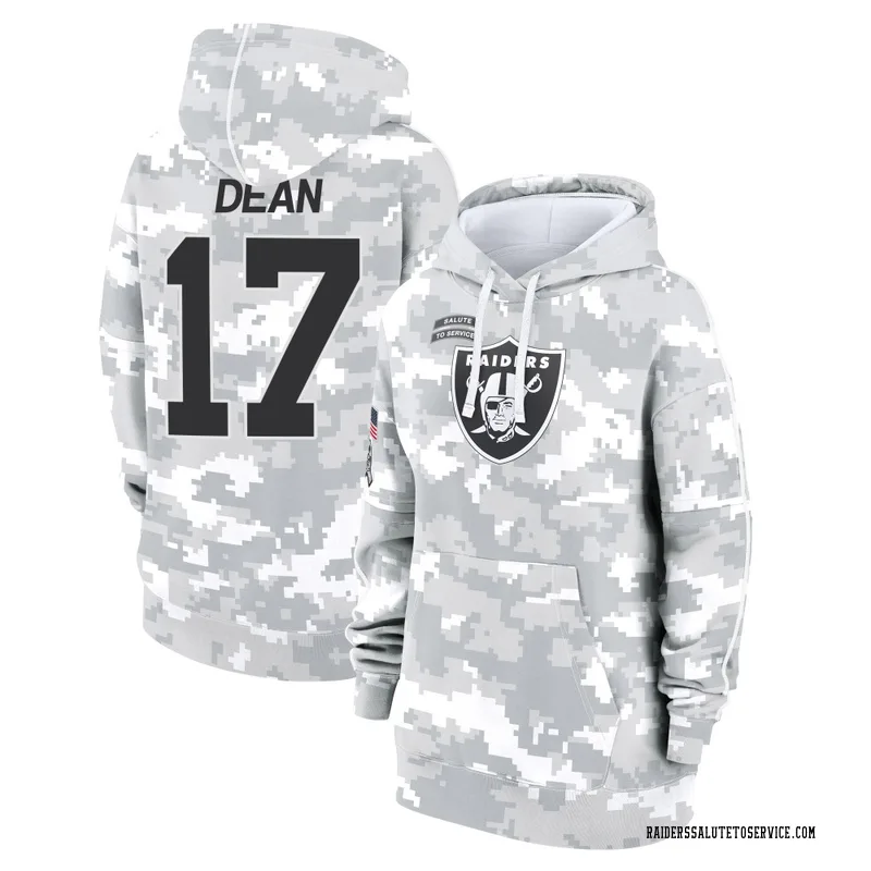 Women's Nakobe Dean Las Vegas Raiders Camo Arctic 2024 Salute to Service Club Fleece Pullover Hoodie
