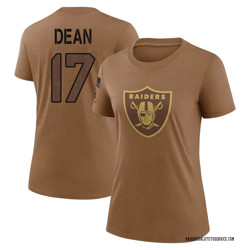Women's Nakobe Dean Las Vegas Raiders Legend Brown 2023 Salute To Service Performance T-Shirt