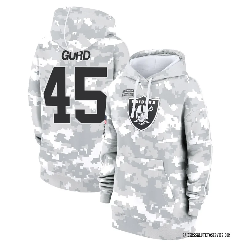Women's Patrick Gurd Las Vegas Raiders Camo Arctic 2024 Salute to Service Club Fleece Pullover Hoodie