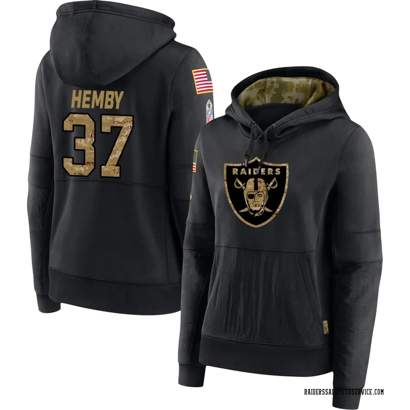 Women's Roman Hemby Las Vegas Raiders Black 2020 Salute to Service Sideline Performance Pullover Hoodie