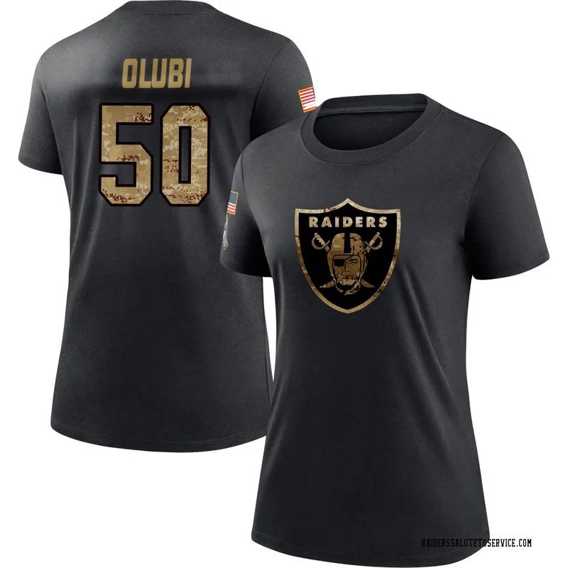 Women's Segun Olubi Las Vegas Raiders Black 2020 Salute To Service Performance T-Shirt