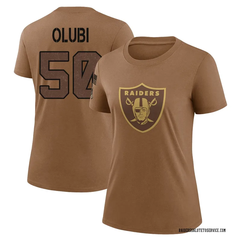 Women's Segun Olubi Las Vegas Raiders Legend Brown 2023 Salute To Service Performance T-Shirt