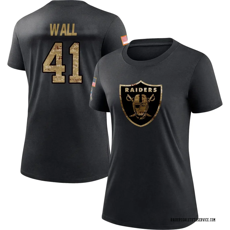 Women's Tanner Wall Las Vegas Raiders Black 2020 Salute To Service Performance T-Shirt