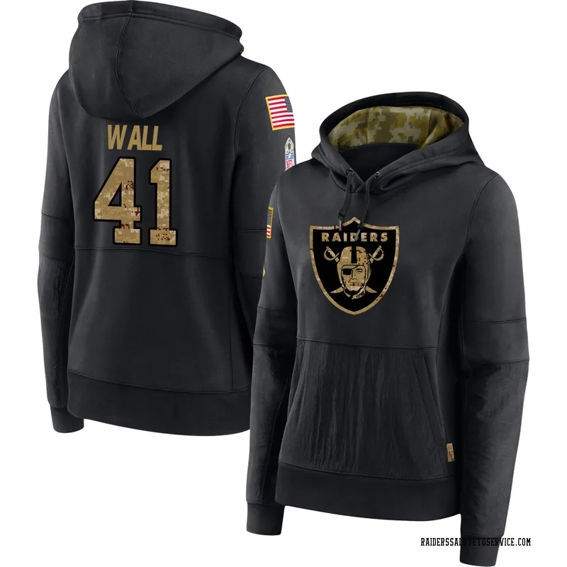 Women's Tanner Wall Las Vegas Raiders Black 2020 Salute to Service Sideline Performance Pullover Hoodie