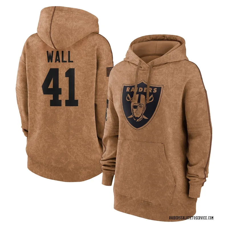 Women's Tanner Wall Las Vegas Raiders Brown 2023 Salute To Service Pullover Hoodie