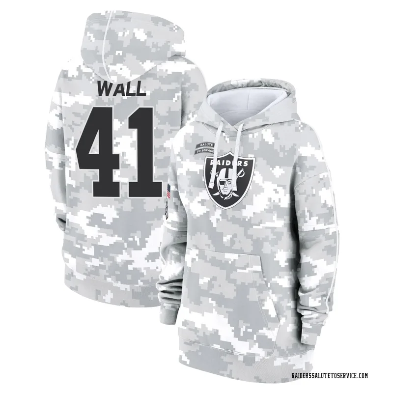 Women's Tanner Wall Las Vegas Raiders Camo Arctic 2024 Salute to Service Club Fleece Pullover Hoodie