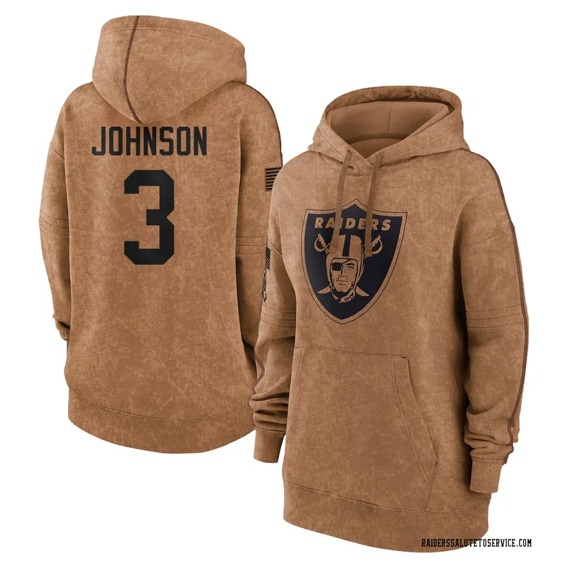 Women's Taron Johnson Las Vegas Raiders Brown 2023 Salute To Service Pullover Hoodie