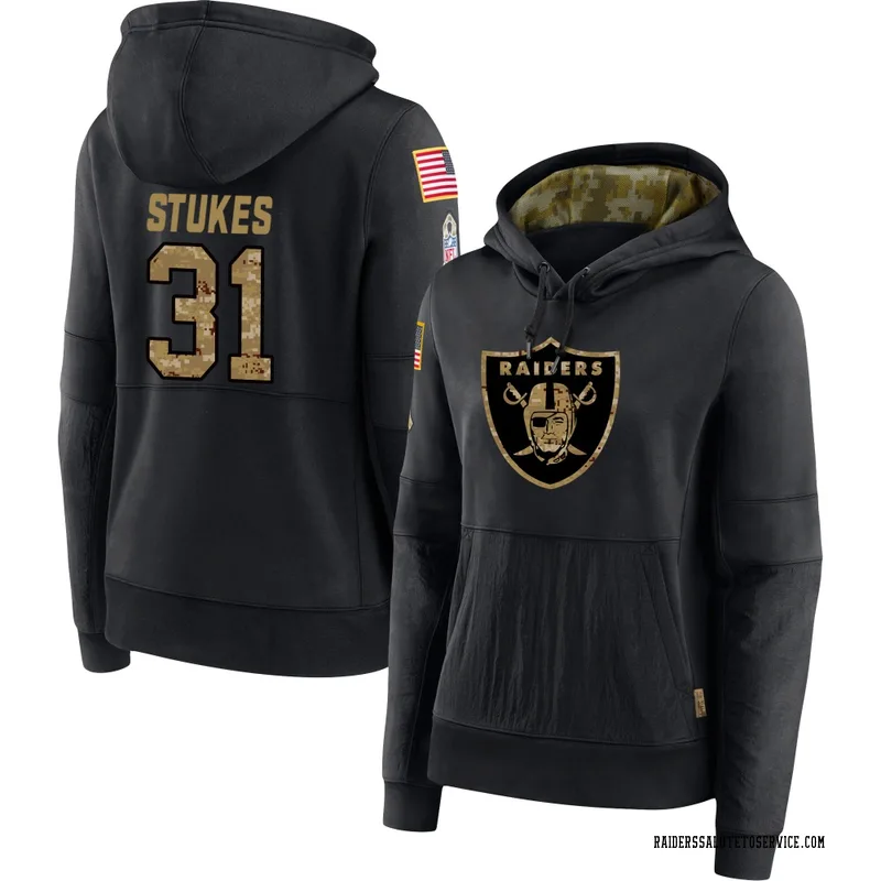 Women's Treydan Stukes Las Vegas Raiders Black 2020 Salute to Service Sideline Performance Pullover Hoodie