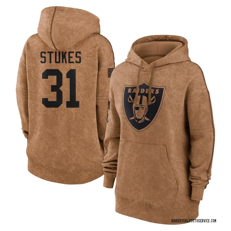 Women's Treydan Stukes Las Vegas Raiders Brown 2023 Salute To Service Pullover Hoodie