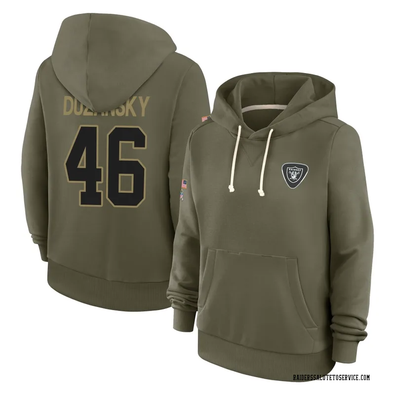 Women's Tyler Duzansky Las Vegas Raiders Olive 2025 Salute to Service Hoodie