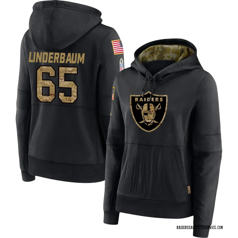 Women's Tyler Linderbaum Las Vegas Raiders Black 2020 Salute to Service Sideline Performance Pullover Hoodie