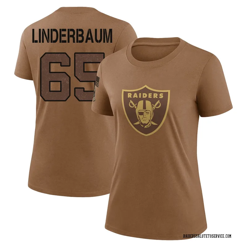 Women's Tyler Linderbaum Las Vegas Raiders Legend Brown 2023 Salute To Service Performance T-Shirt