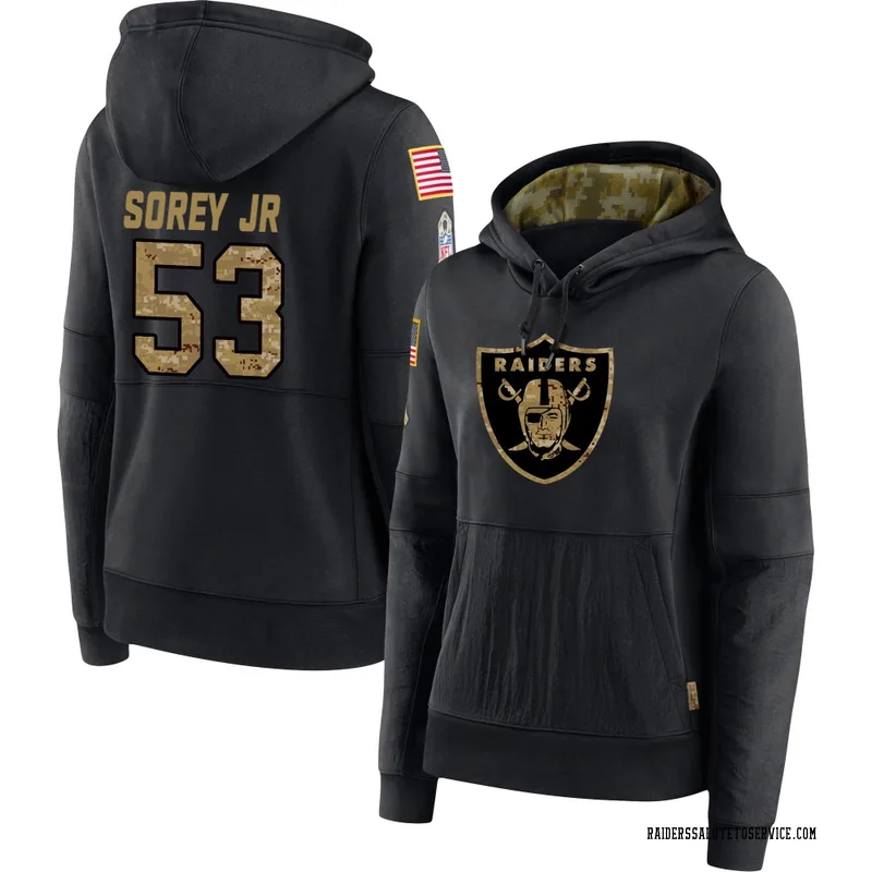 Women's Xavian Sorey Jr. Las Vegas Raiders Black 2020 Salute to Service Sideline Performance Pullover Hoodie