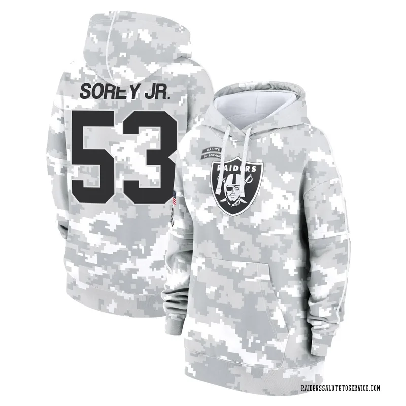 Women's Xavian Sorey Jr. Las Vegas Raiders Camo Arctic 2024 Salute to Service Club Fleece Pullover Hoodie