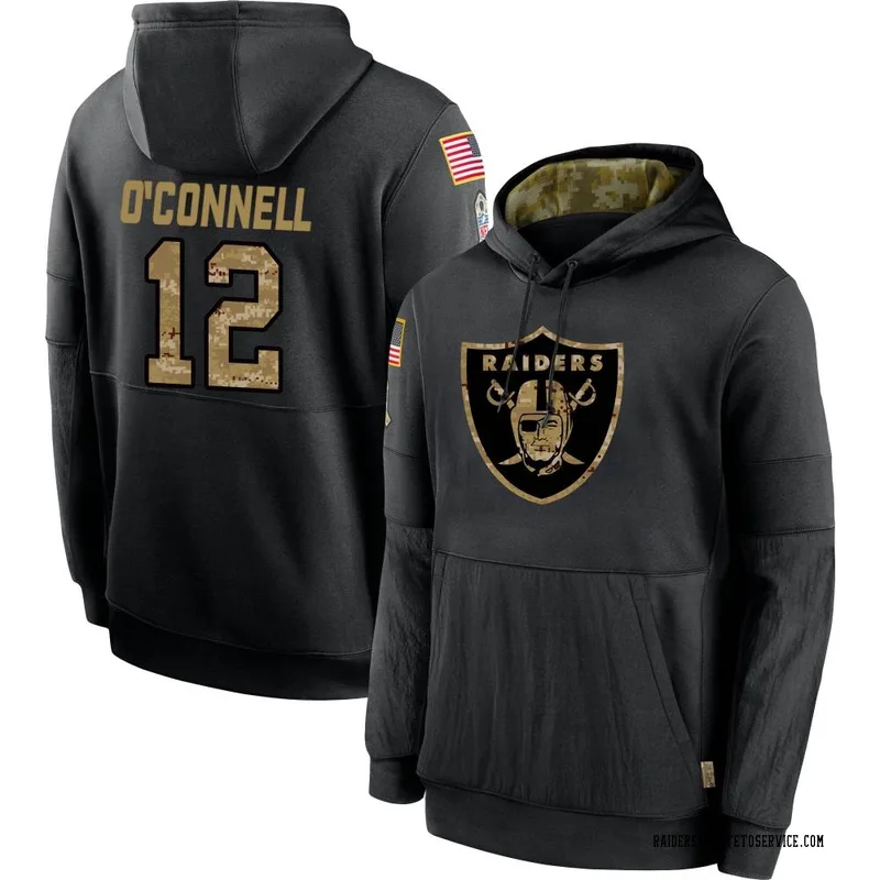 Youth Aidan O'Connell Las Vegas Raiders Black 2020 Salute to Service Sideline Performance Pullover Hoodie