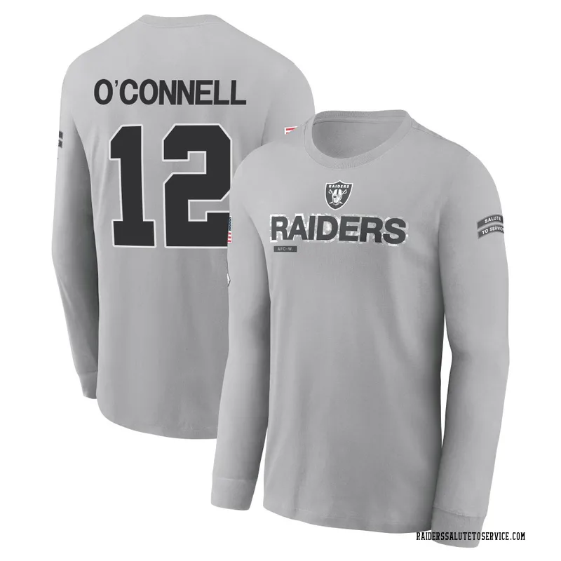 Youth Aidan O'Connell Las Vegas Raiders Gray 2024 Salute to Service Long Sleeve T-Shirt