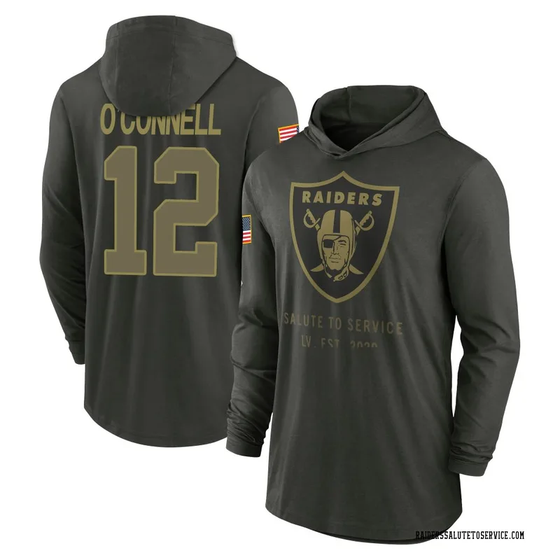 Youth Aidan O'Connell Las Vegas Raiders Green Forest/ 2025 Salute to Service Sideline Lightweight Hooded Pullover Long Sleeve T-