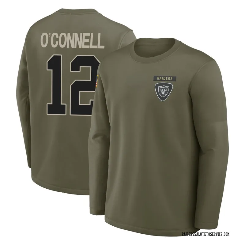 Youth Aidan O'Connell Las Vegas Raiders Olive 2025 Salute to Service Sideline Coaches Long Sleeve T-Shirt