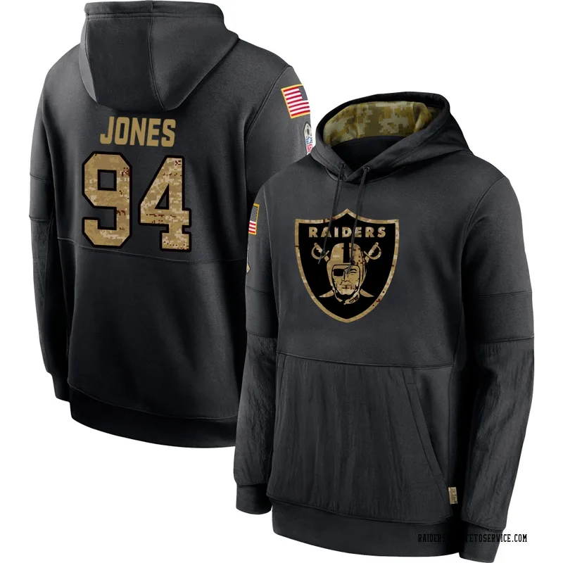 Youth Benito Jones Las Vegas Raiders Black 2020 Salute to Service Sideline Performance Pullover Hoodie