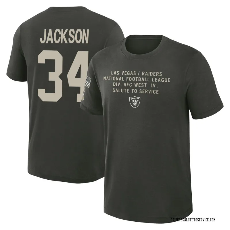 Youth Bo Jackson Las Vegas Raiders Green Dark/ 2025 Salute to Service Sideline Slub T-Shirt