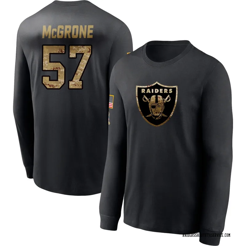 Youth Cameron McGrone Las Vegas Raiders Black 2020 Salute To Service Sideline Performance Long Sleeve T-Shirt