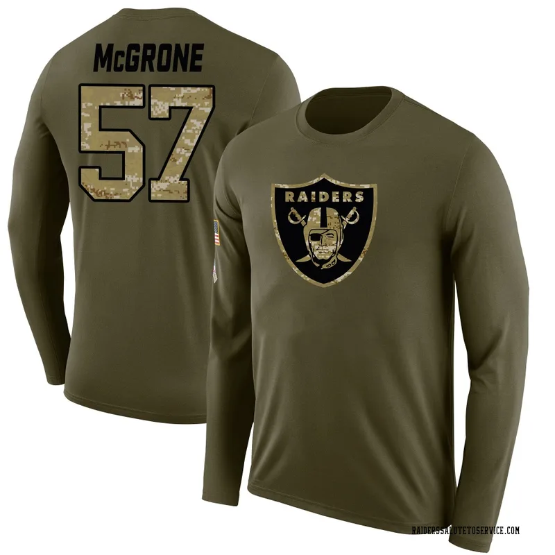 Youth Cameron McGrone Las Vegas Raiders Legend Olive Salute to Service Sideline Long Sleeve T-Shirt