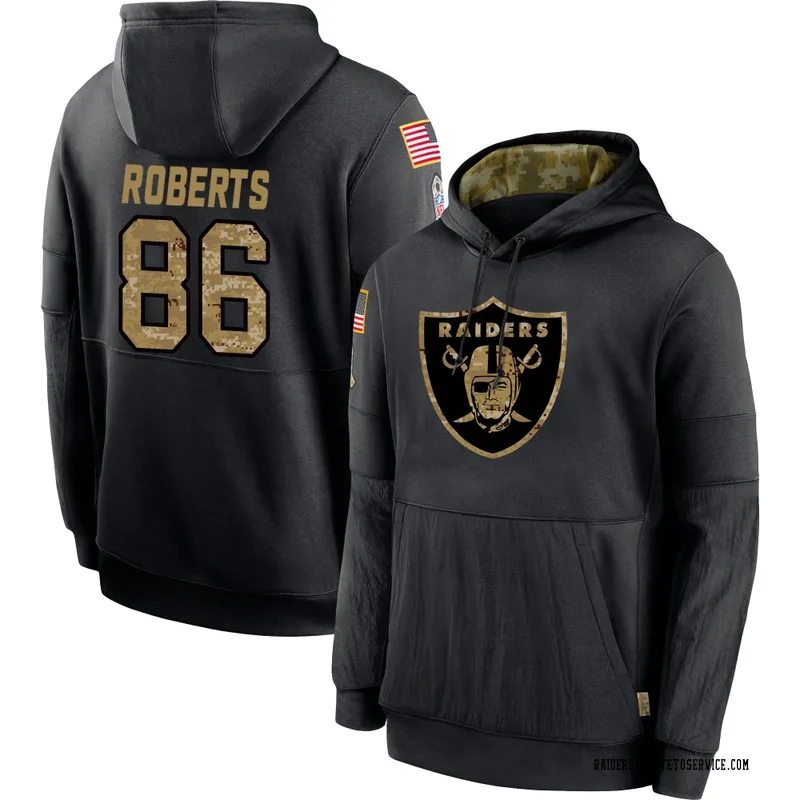 Youth Chase Roberts Las Vegas Raiders Black 2020 Salute to Service Sideline Performance Pullover Hoodie
