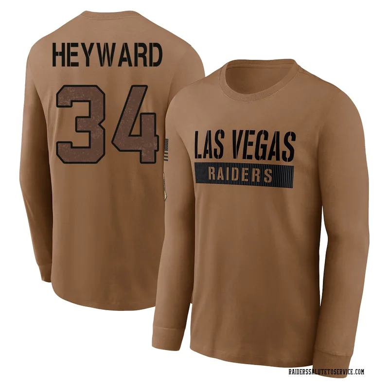 Youth Connor Heyward Las Vegas Raiders Brown 2023 Salute To Service Long Sleeve T-Shirt