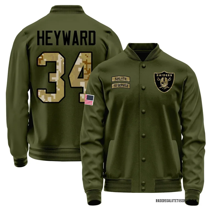 Youth Connor Heyward Las Vegas Raiders Olive Salute to Service Sideline Performance Jacket