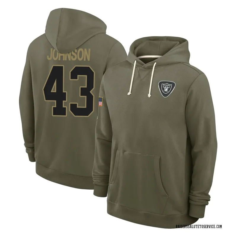 Youth Dalton Johnson Las Vegas Raiders Olive 2025 Salute to Service Hoodie