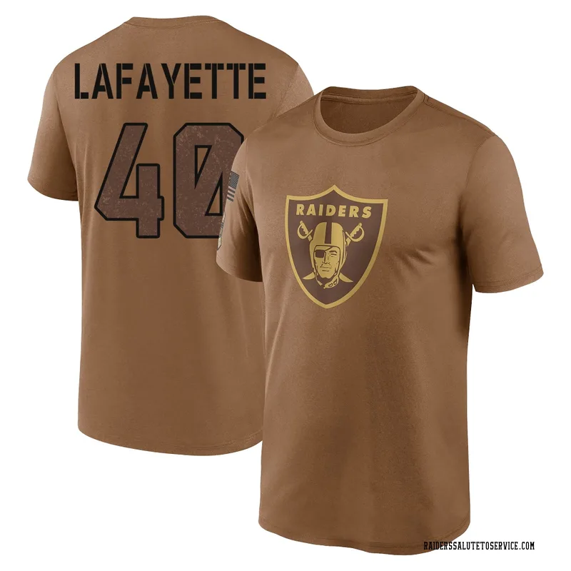 Youth Devin Lafayette Las Vegas Raiders Legend Brown 2023 Salute To Service Performance T-Shirt