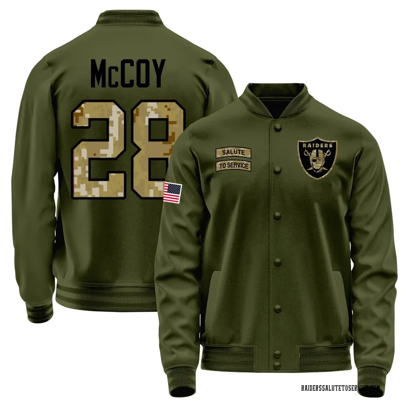 Youth Jermod McCoy Las Vegas Raiders Olive Salute to Service Sideline Performance Jacket