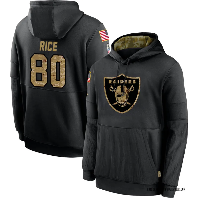 Youth Jerry Rice Las Vegas Raiders Black 2020 Salute to Service Sideline Performance Pullover Hoodie
