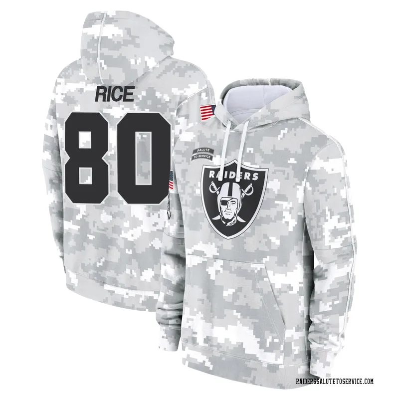 Youth Jerry Rice Las Vegas Raiders Camo Arctic 2024 Salute to Service Club Fleece Pullover Hoodie