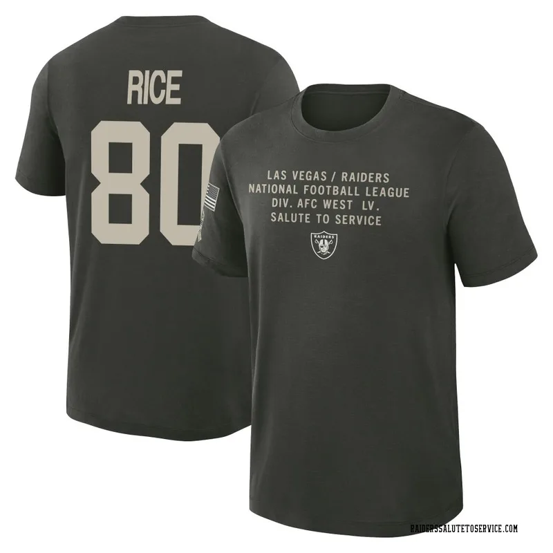 Youth Jerry Rice Las Vegas Raiders Green Dark/ 2025 Salute to Service Sideline Slub T-Shirt