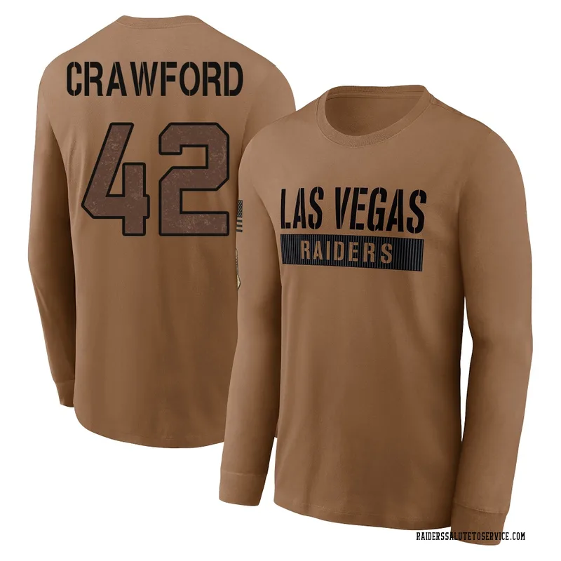 Youth Keyron Crawford Las Vegas Raiders Brown 2023 Salute To Service Long Sleeve T-Shirt