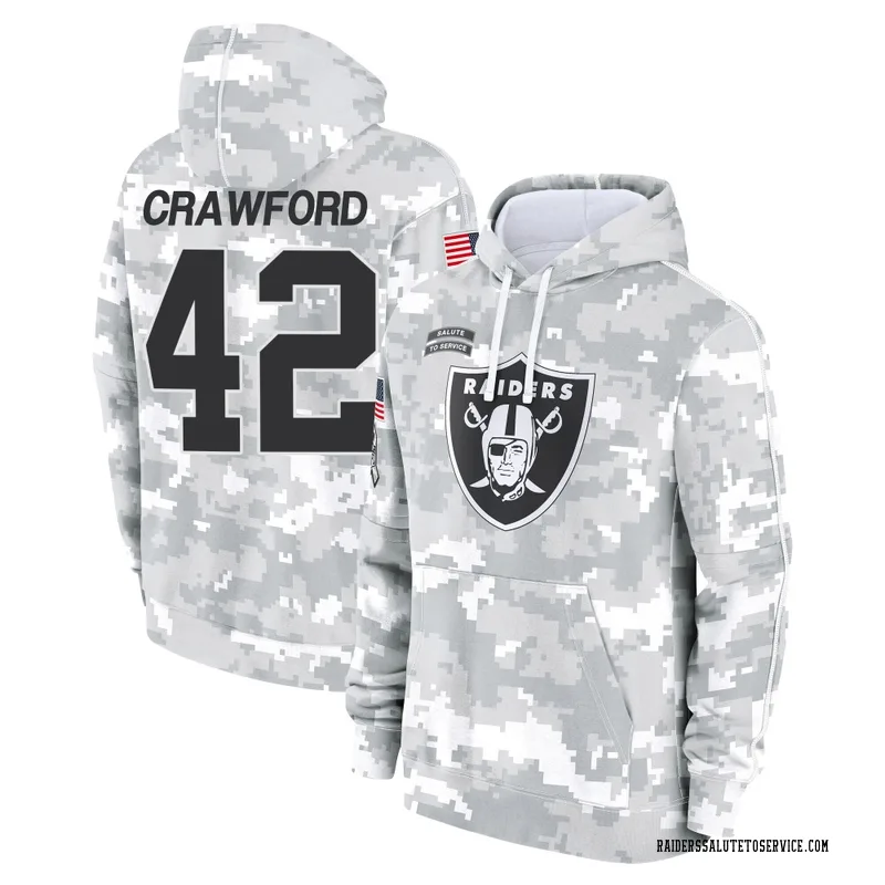 Youth Keyron Crawford Las Vegas Raiders Camo Arctic 2024 Salute to Service Club Fleece Pullover Hoodie