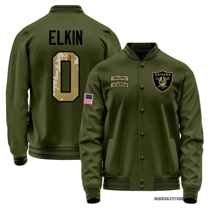 Youth Luke Elkin Las Vegas Raiders Olive Salute to Service Sideline Performance Jacket