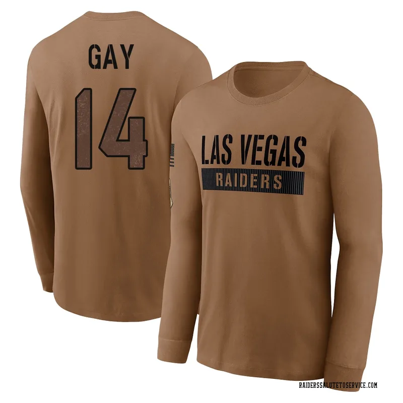 Youth Matt Gay Las Vegas Raiders Brown 2023 Salute To Service Long Sleeve T-Shirt