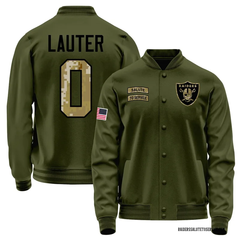 Youth Matt Lauter Las Vegas Raiders Olive Salute to Service Sideline Performance Jacket