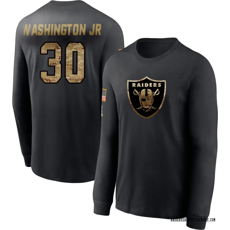 Youth Mike Washington Jr. Las Vegas Raiders Black 2020 Salute To Service Sideline Performance Long Sleeve T-Shirt