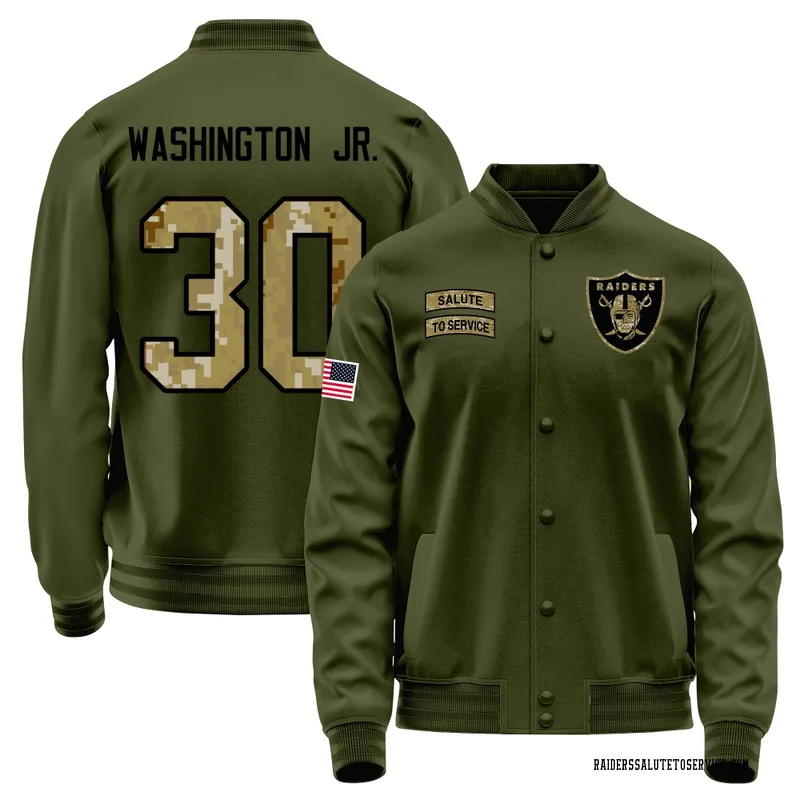 Youth Mike Washington Jr. Las Vegas Raiders Olive Salute to Service Sideline Performance Jacket
