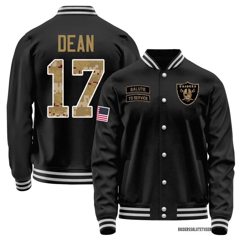 Youth Nakobe Dean Las Vegas Raiders Black Salute to Service Sideline Performance Jacket