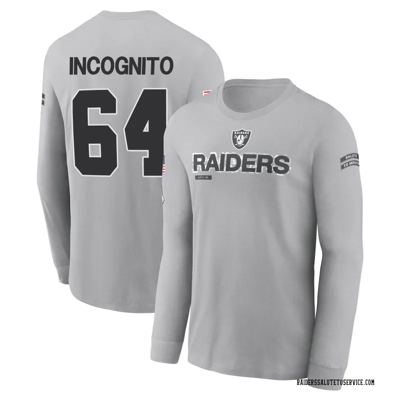 Youth Richie Incognito Las Vegas Raiders Gray 2024 Salute to Service Long Sleeve T-Shirt