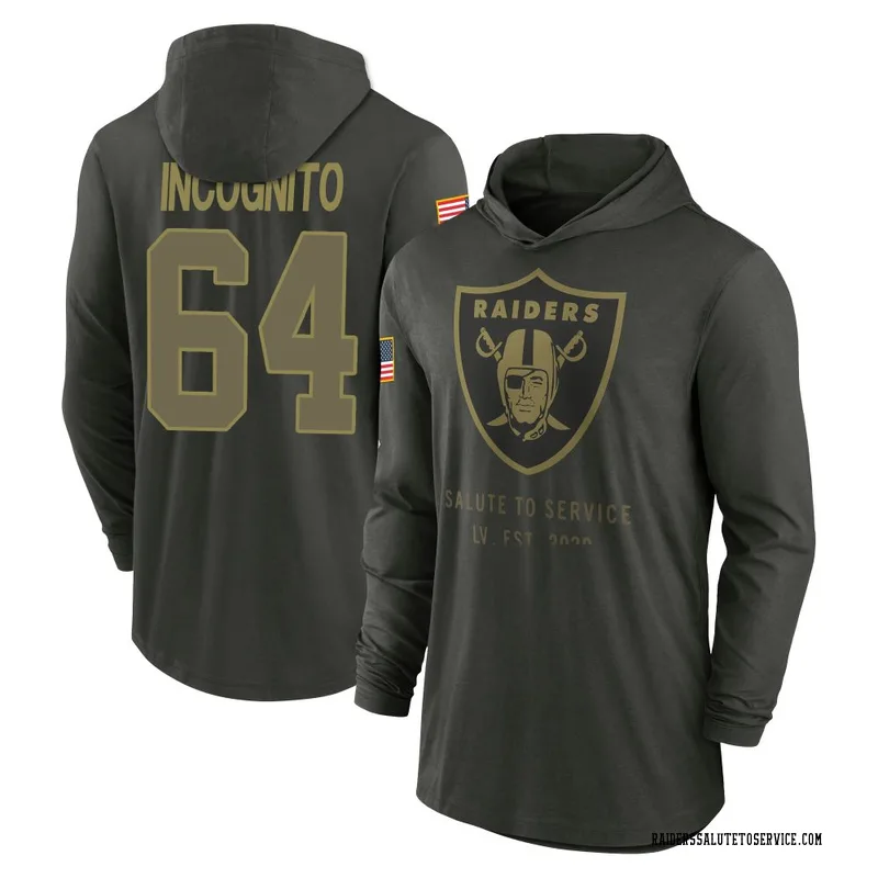 Youth Richie Incognito Las Vegas Raiders Green Forest/ 2025 Salute to Service Sideline Lightweight Hooded Pullover Long Sleeve T