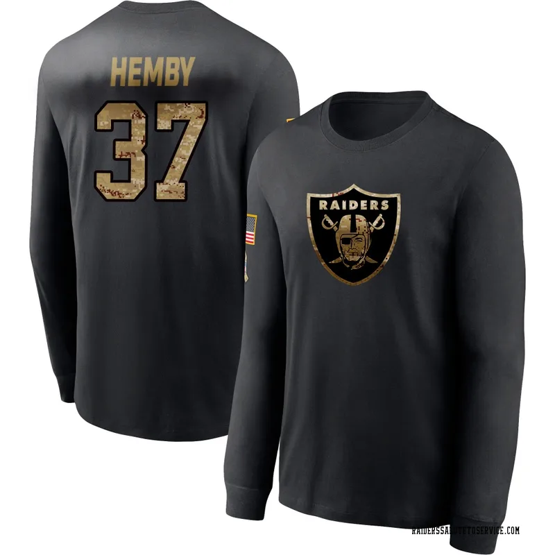 Youth Roman Hemby Las Vegas Raiders Black 2020 Salute To Service Sideline Performance Long Sleeve T-Shirt