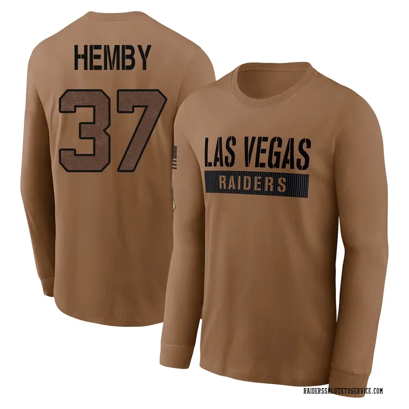 Youth Roman Hemby Las Vegas Raiders Brown 2023 Salute To Service Long Sleeve T-Shirt