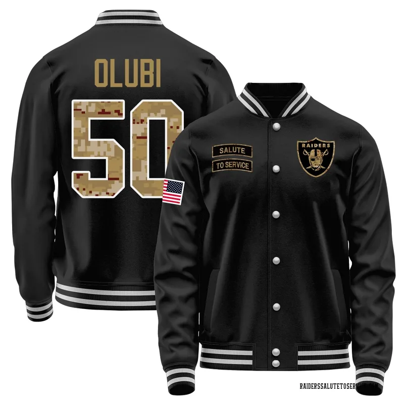 Youth Segun Olubi Las Vegas Raiders Black Salute to Service Sideline Performance Jacket